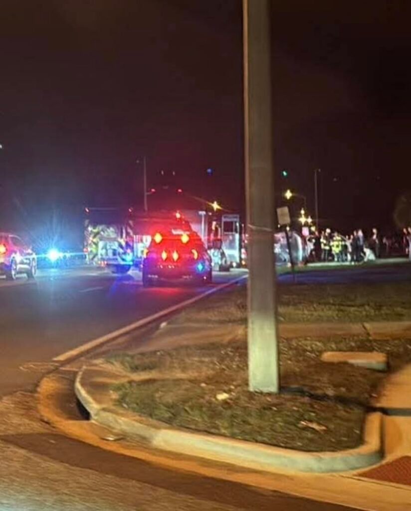 Flipped vehicle as Sarno and Wickham.