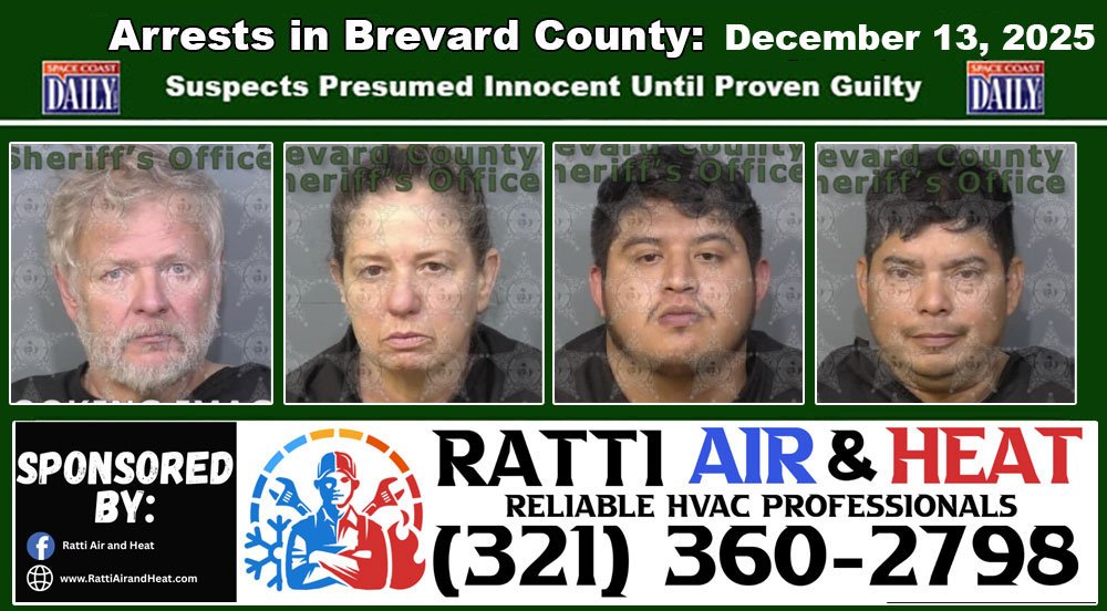 Arrests In Brevard County: December 13, 2025 – Suspects Presumed Innocent Until Proven Guilty