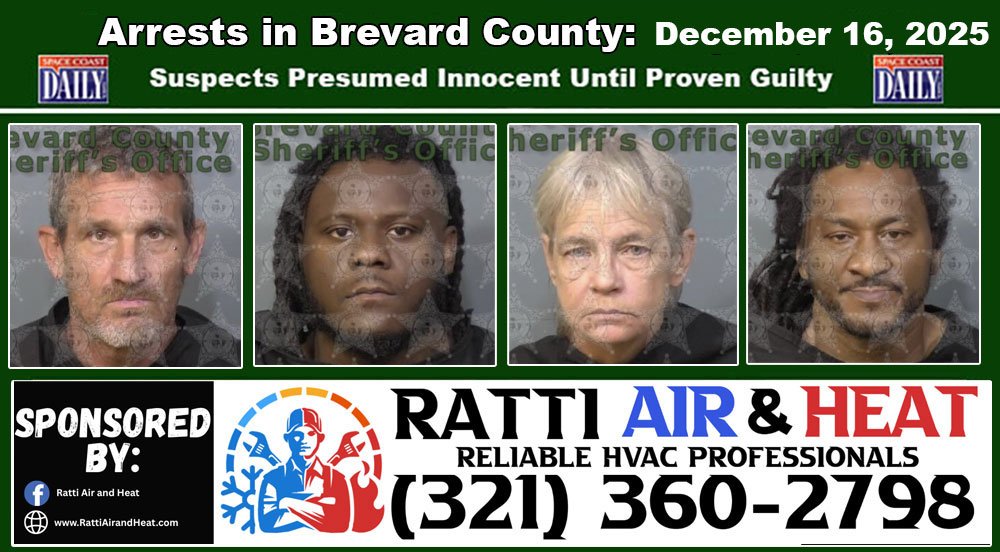 Arrests In Brevard County: December 16, 2025 – Suspects Presumed Innocent Until Proven Guilty