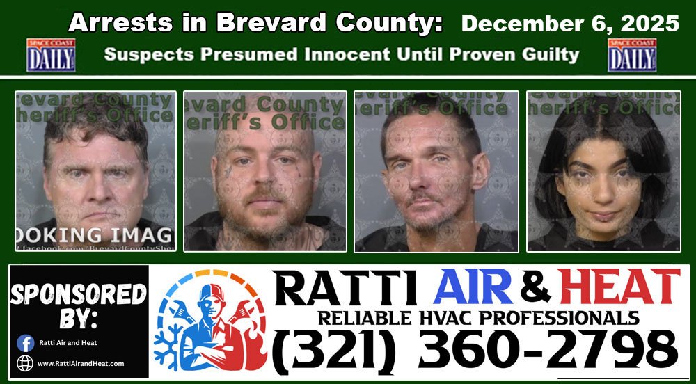 Arrests In Brevard County: December 6, 2025 – Suspects Presumed Innocent Until Proven Guilty