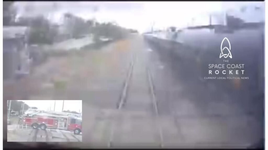Watch Dashcam footage from the Brightline training as it smashes into a fire truck that drove around the crossing arms i...