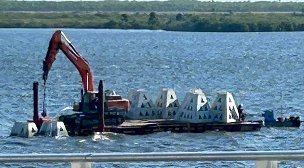 Wave Attenuation Device Installation Underway at Max Brewer Memorial Parkway, Will Curb Erosion in Titusville
