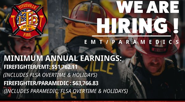 EMPLOYMENT OPPORTUNITY: Titusville Fire Department Hiring Now, Must Apply Soon