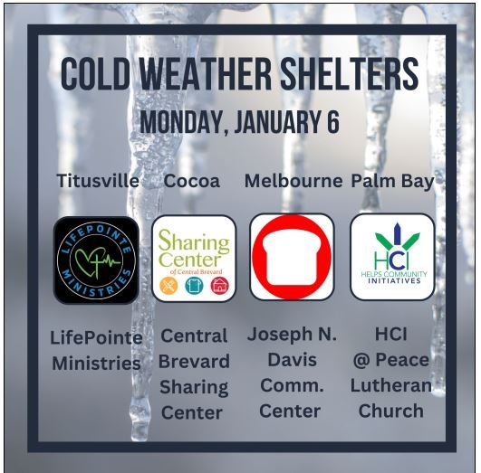 Based on the current forecast from US National Weather Service Melbourne Florida tonight, Jan 6, our community partners...