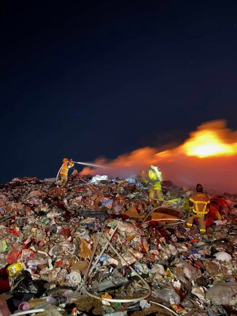 Brevard County Fire Rescue Station 44 fighting a fire at the Cocoa Landfill last night.