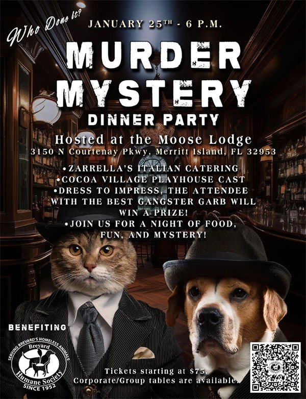 Moose Lodge to Host Murder Mystery Dinner Party on Jan. 25, Will Benefit Brevard Humane Society