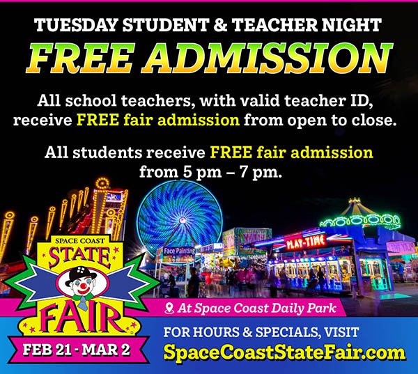 Teachers and Students Get Free Admission Tuesday Night at Space Coast State Fair in Viera