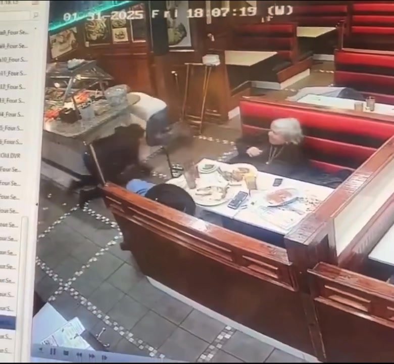 New video from the plane crash in Philadelphia shows debris hitting a nearby restaurant. At least 1 customer was hit by...