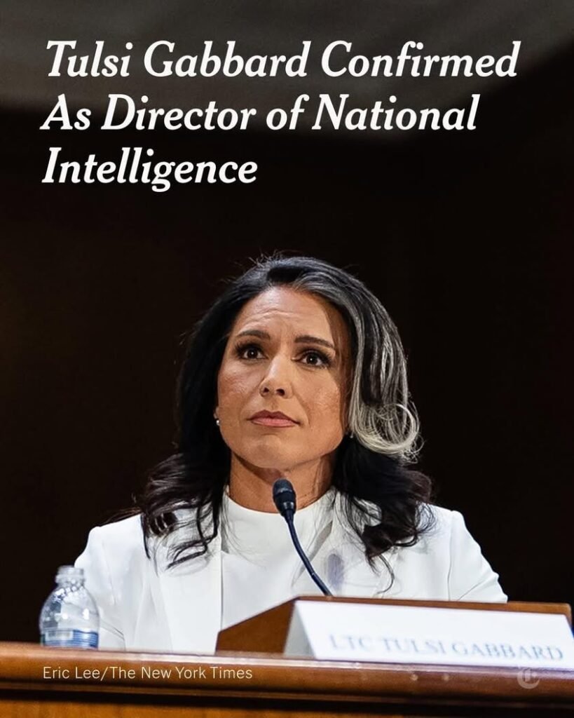 The Senate confirmed Tulsi Gabbard as director of national intelligence, with only one Republican joining Democrats in o...