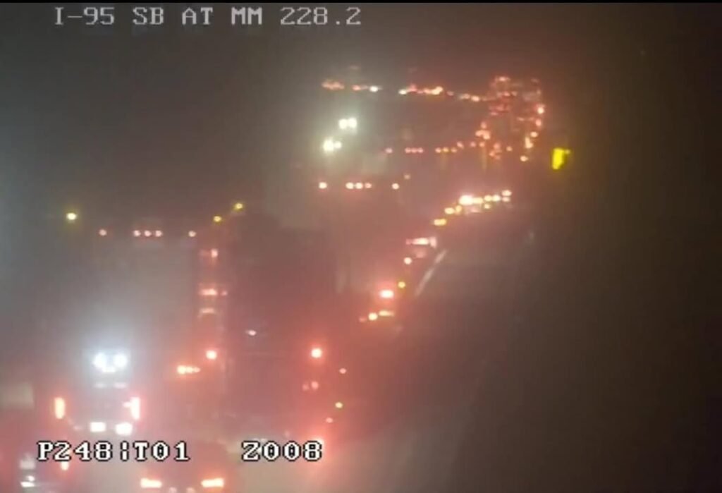 There is a crash on I-95 Southbound at Mile Marker 227. All lanes are blocked. There is a detour in place at Exit 231/CR...