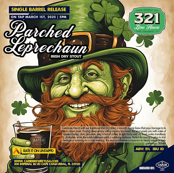 WATCH: Be First to Taste March Single Barrel - Irish Dry Stout - New Exclusive Release at 321 Lime House in Cape Canaveral