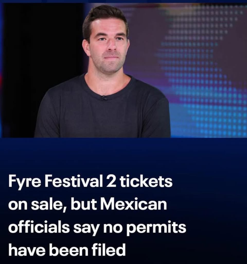 👀Fool me once… Fyre Festival 2 is already off to a familiar start — no permits, no plan, just vibes. Billy McFarland is...
