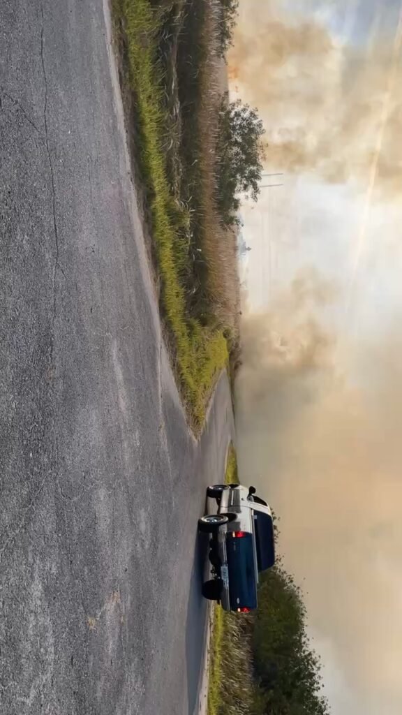 Vehicle fire in the compound ￼