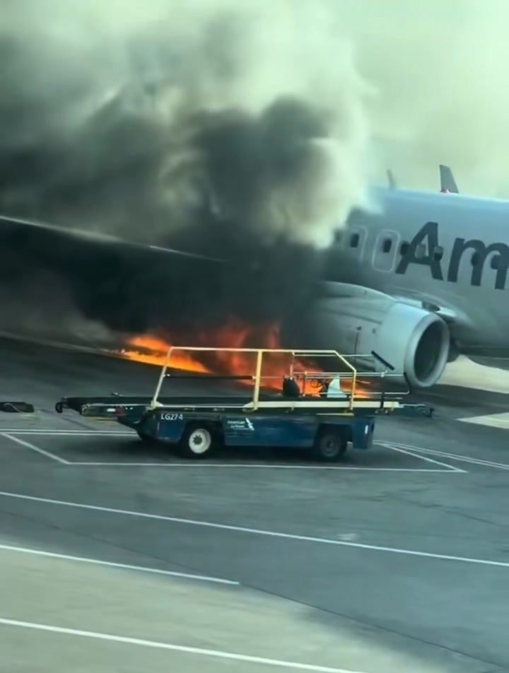 UPDATE: As of 9:15 pm, no reports of injuries and fire extinguished after American Airlines plane caught fire at Denver...