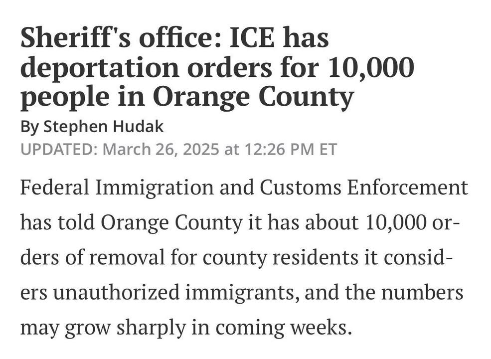 Looks like massive deportations are coming to Orange County.