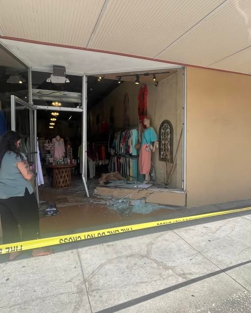 Car crash into business in downtown Melbourne. No reports of any injuries.