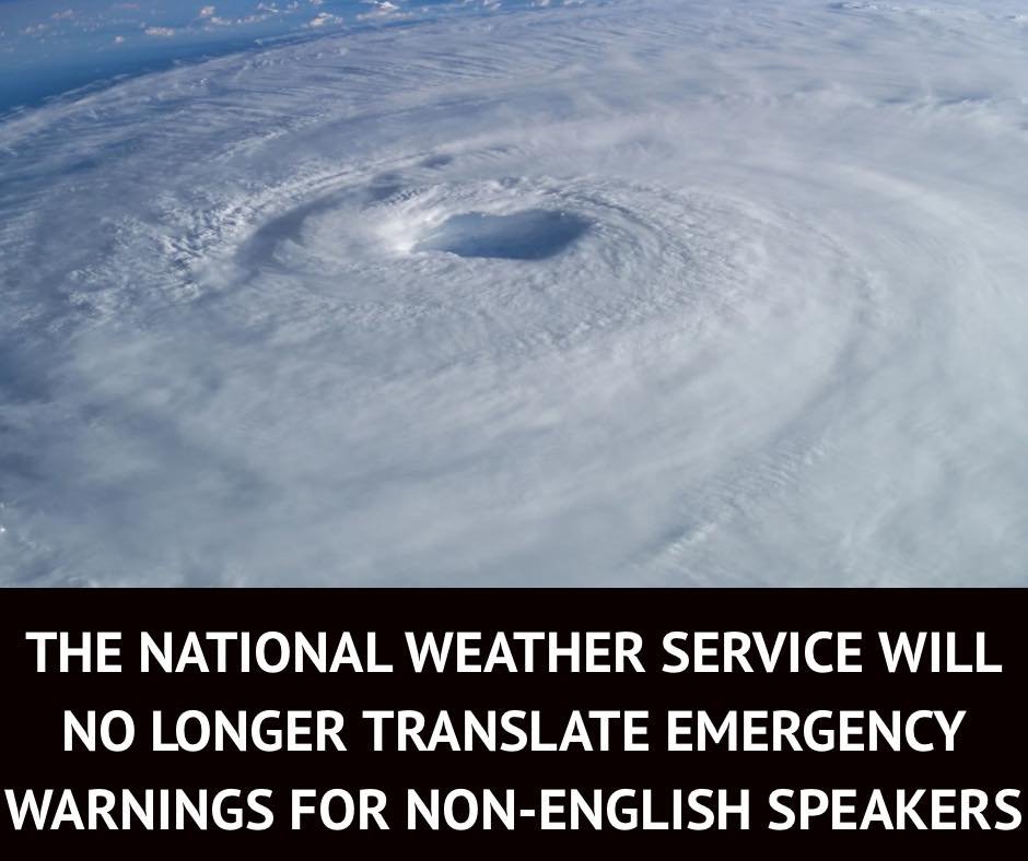 The National Weather Service just ditched translations for its weather alerts—leaving 68 million non-English speakers in...