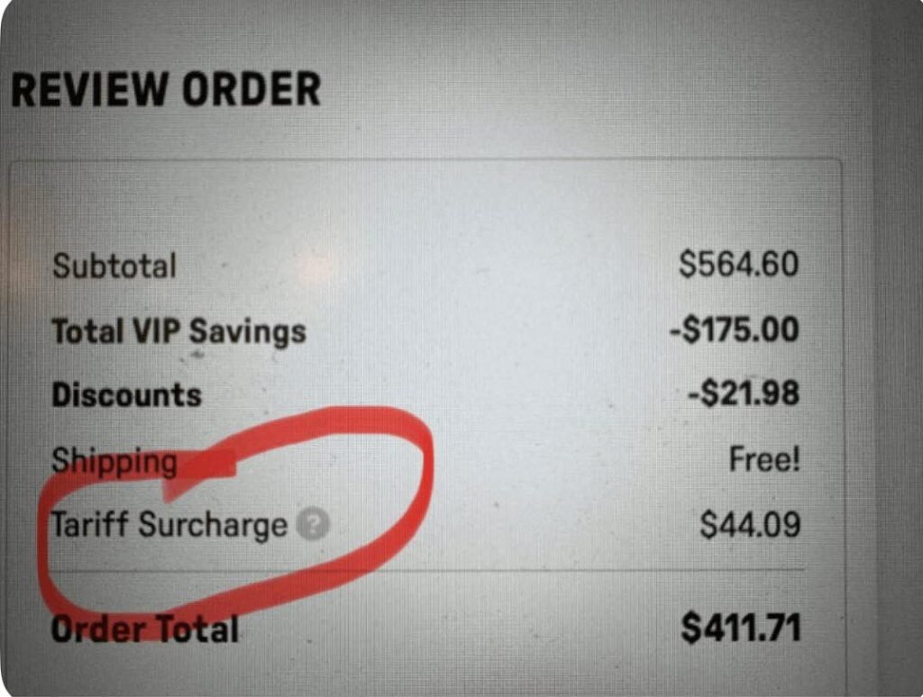 Consumers are reporting seeing tariff surcharges on there recent online orders. Have you seen this line item in your pur...