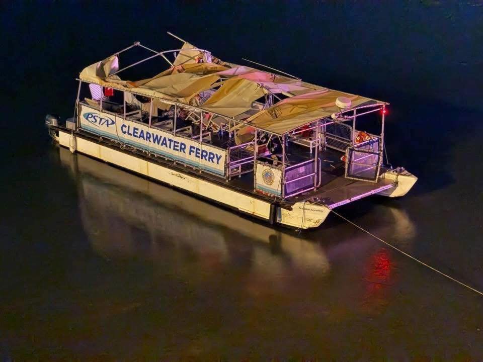 Clearwater Ferry traveling from Caladesi Island to Clearwater, Florida, struck a sandbar near the Clearwater Memorial Ca...