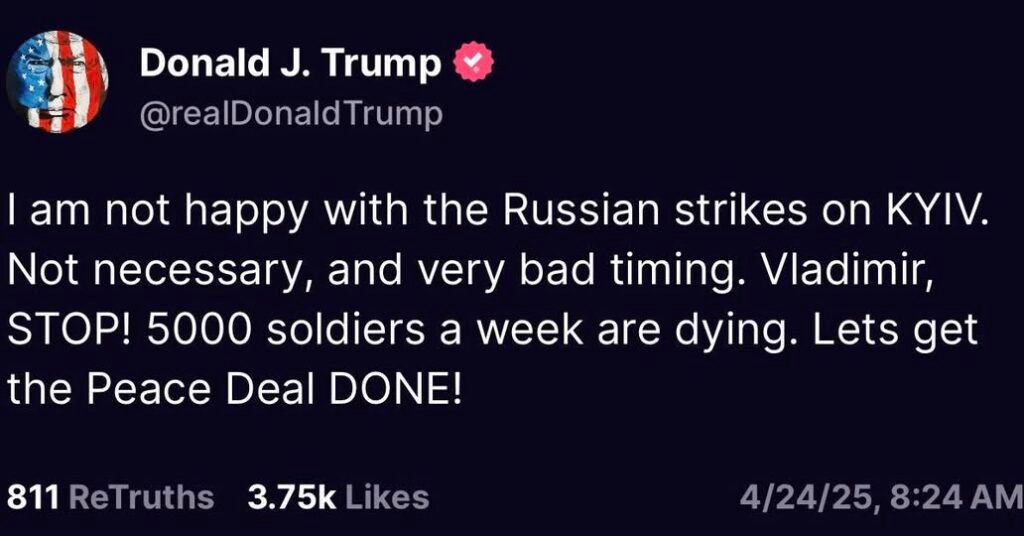 President Trump tells Vladimir Putin to STOP.