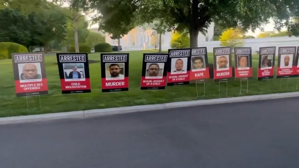 Mugshots displayed on the lawn of the White House this morning reportedly showing arrests of “the worst of the worst cri...