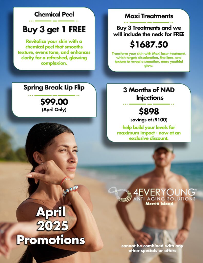 APRIL SPECIALS! Feel Recharged, Revitalized and Energized at 4Ever Young Anti Aging Solutions Merritt Island