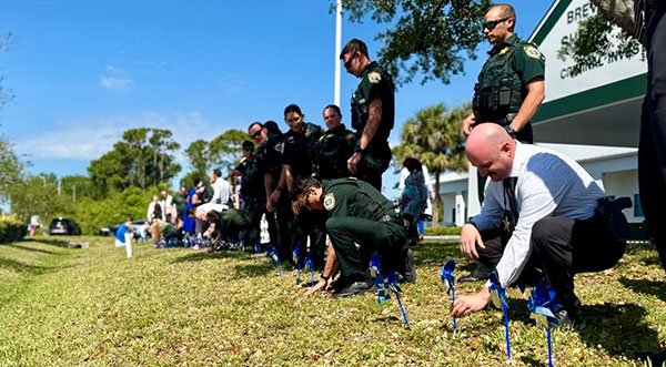 Brevard Sheriff's Office Helps Plant Blue and Silver Pinwheels to Bring Awareness for National Child Abuse Prevention Month