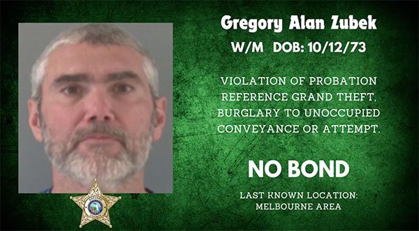 WHEEL OF FUGITIVE: Brevard Sheriff’s Office Names Gregory Alan Zubek ‘Fugitive of the Week’