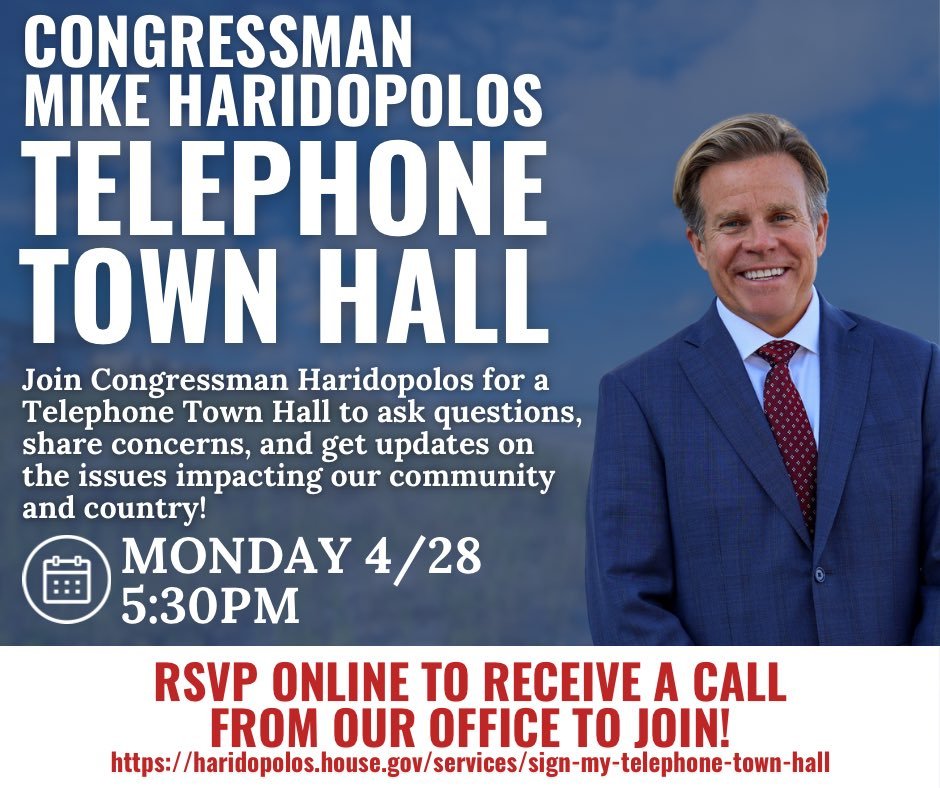 U.S. Congressman Mike Haridopolos to Host Telephone Town Hall Today at 5:30 p.m.