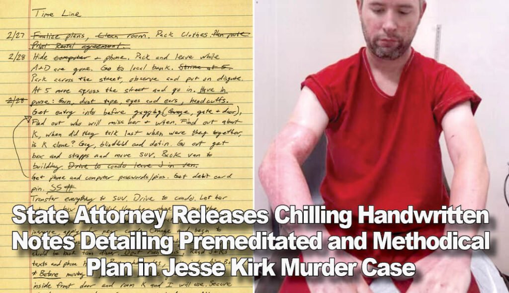 State Attorney Releases Chilling Handwritten Notes Detailing Premeditated and Methodical Plan in Jesse Kirk Murder Case