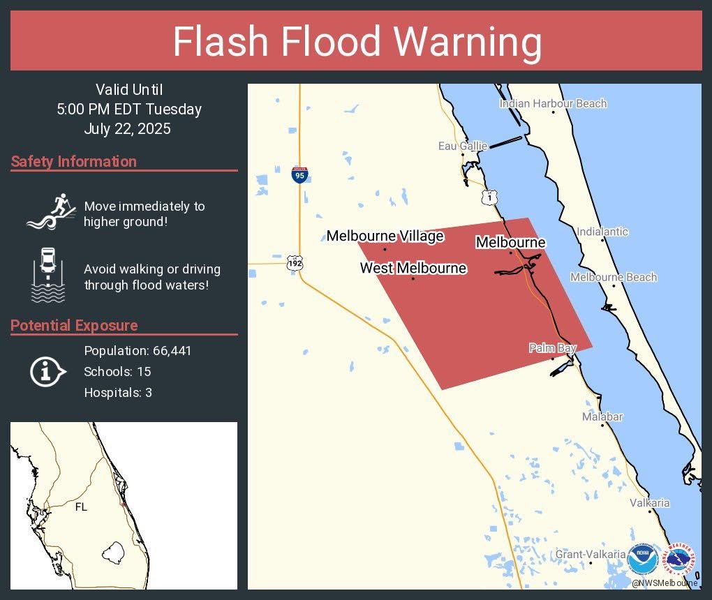 Flash Flood Warning including Melbourne FL, West Melbourne FL and  Melbourne Village FL until 5:00 PM EDT