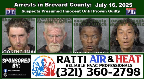 Arrests In Brevard County: July 16, 2025 – Suspects Presumed Innocent Until Proven Guilty