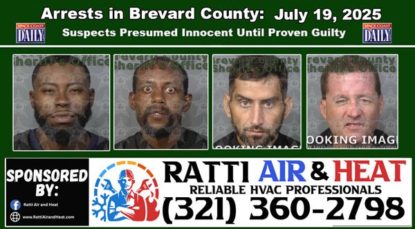 Arrests In Brevard County: July 19, 2025 – Suspects Presumed Innocent Until Proven Guilty
