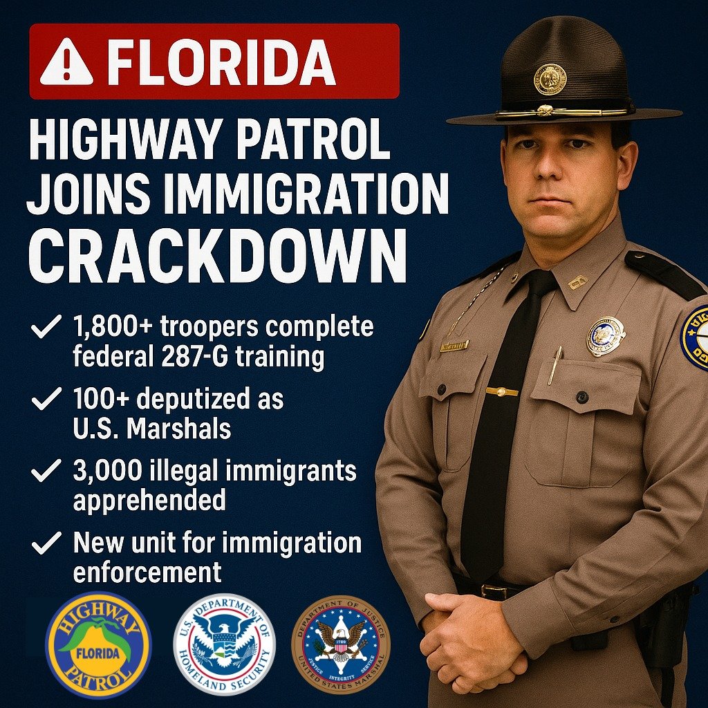🚨 FLORIDA HIGHWAY PATROL JOINS IMMIGRATION CRACKDOWN 🚨 Governor Ron DeSantis is ramping up Florida’s role in enforcing...