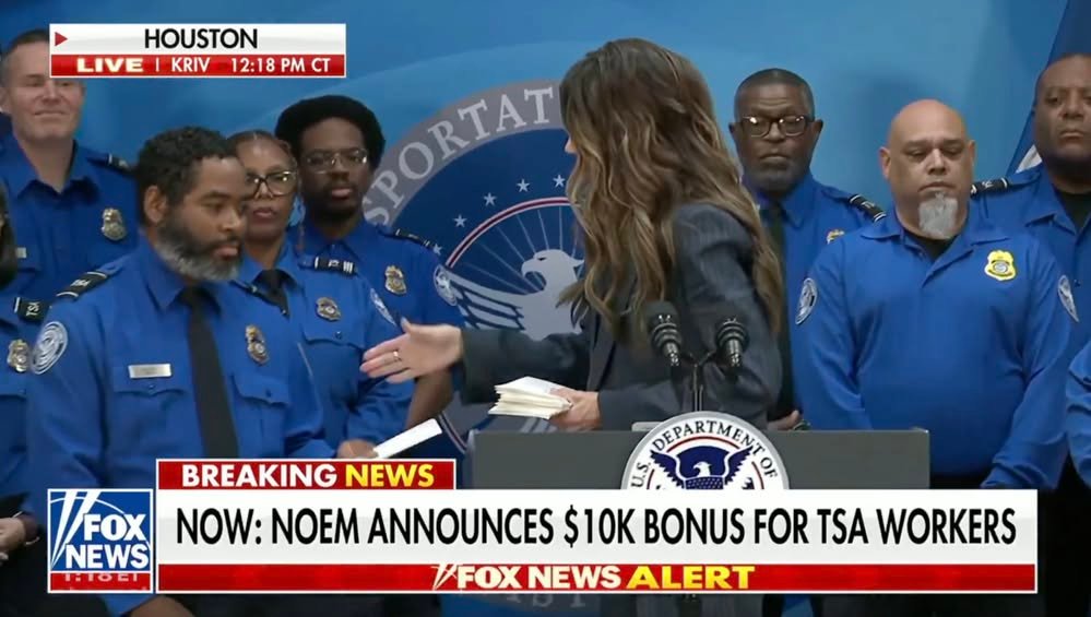 Homeland Security Secretary Kristi Noem announced Thursday that TSA agents with "exemplary service" during the governmen...