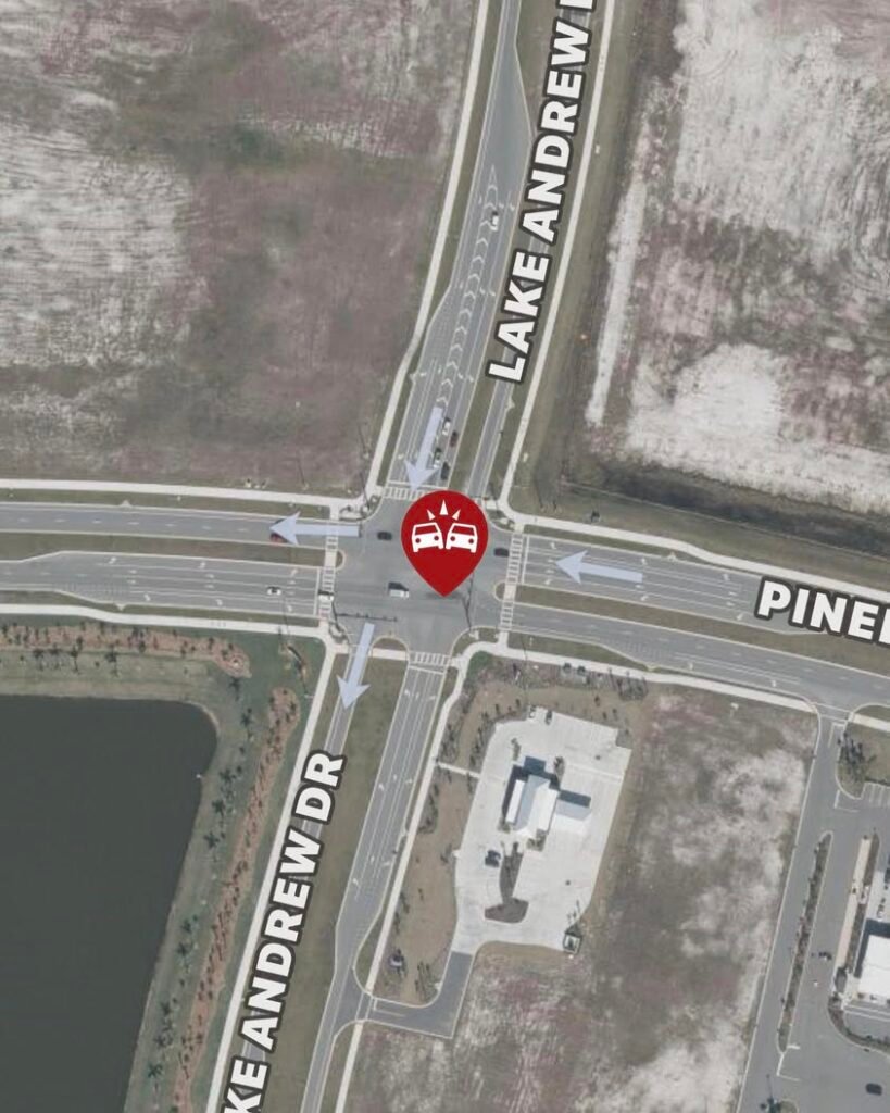 Accident at Lake Andrews and Pineda. Witnesses say another pedestrian seems to be hit.