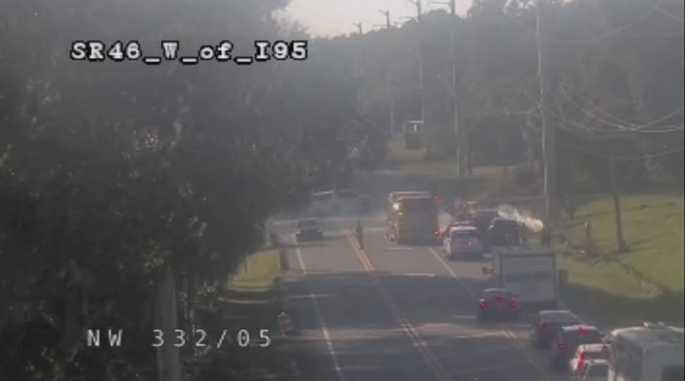 Vehicle fire on 46 West just past 95. All lanes blocked.