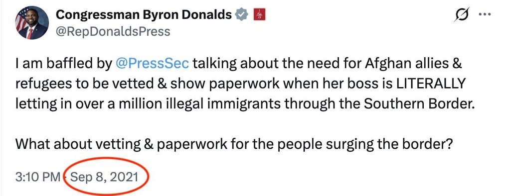 Byron Donalds Blames Biden for Vetting an Afghan Ally Who Was Actually Approved Under Trump’s DHS Congressman Byron Dona...