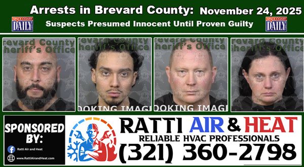 Arrests In Brevard County: November 24, 2025 – Suspects Presumed Innocent Until Proven Guilty