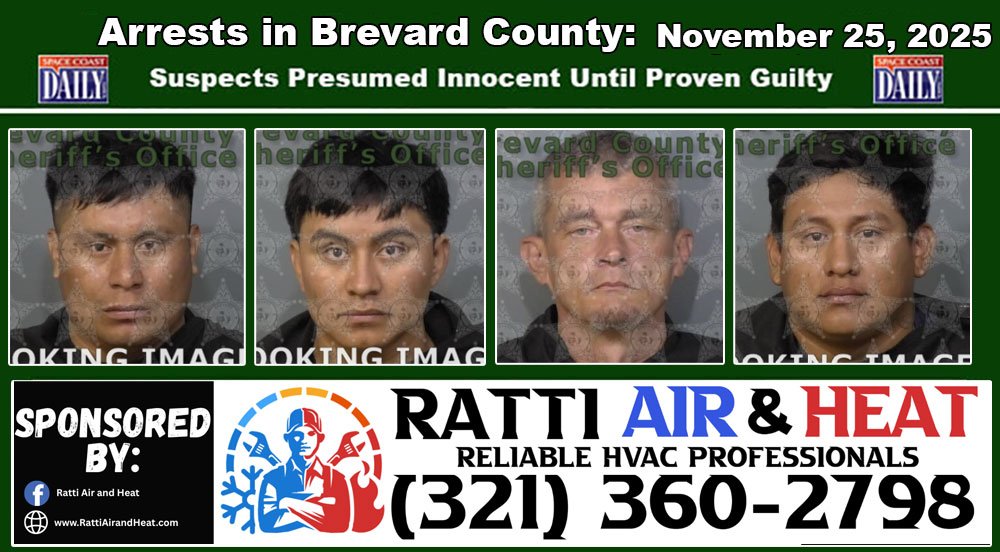 Arrests In Brevard County: November 25, 2025 – Suspects Presumed Innocent Until Proven Guilty