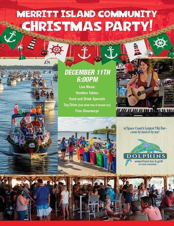 WATCH: Merritt Island Community Christmas Party Set for Thursday Night at Dolphins Waterfront Bar & Grill