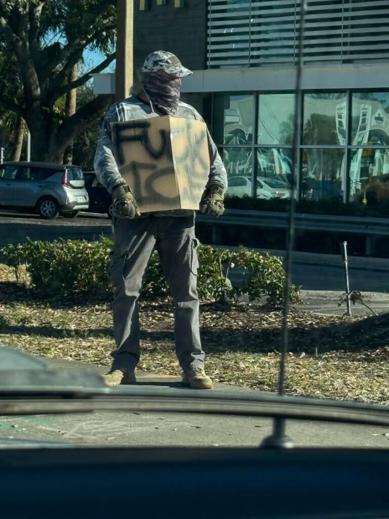 There’s an anti-ice protestor exercising their rights at Minton and Malabar in Palm Bay.