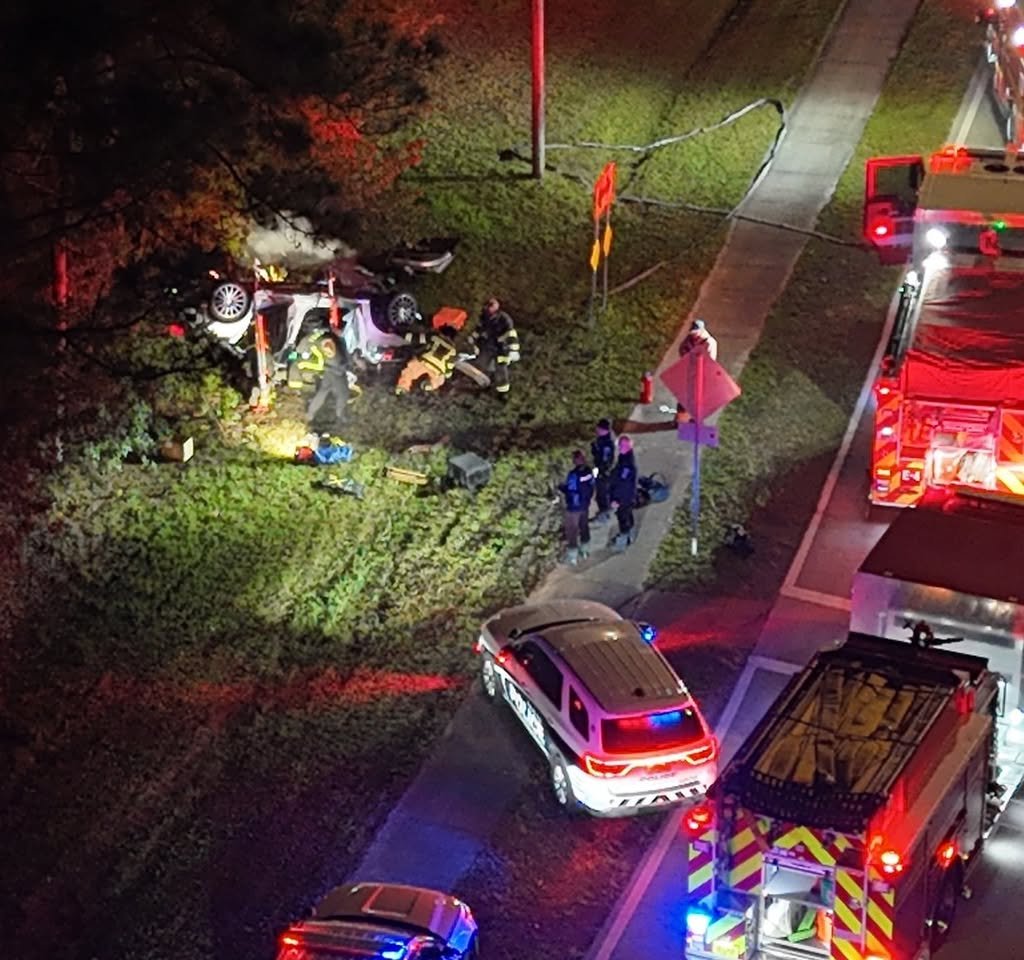 Extremely bad car accident off Wyoming in SE Palm Bay. Appears to be a single car accident. Life flight circling on stan...