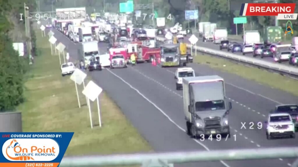 FedEx Semi vs van on 95 South just before Palm Bay Rd exit