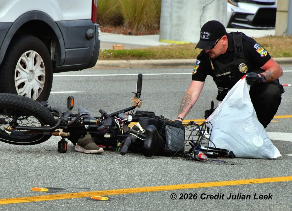 The E-bike accident on A1A in Indialantic is now a homicide investigation.  Road closed in front of Starbucks.  Photo cr...