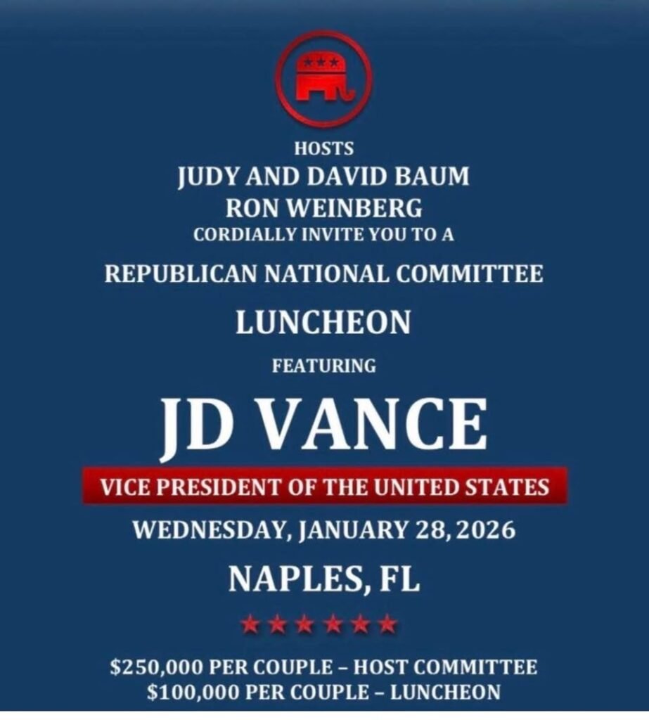 Did anyone attend the JD Vance luncheon in Naples today? If you did, shoot us a message.
