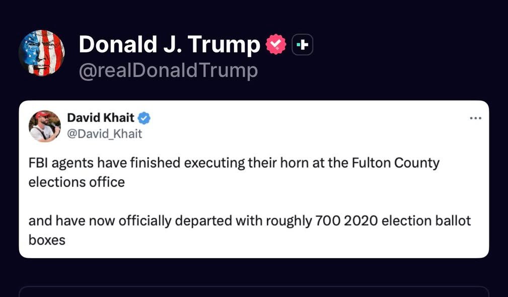 The FBI has confiscated roughly 700 ballot boxes from the 2020 election in Fulton, GA. This is the same county from the...