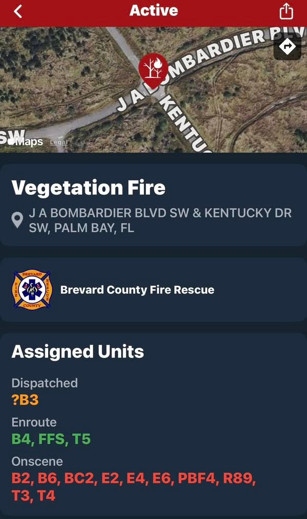 Big fire reported out at the Palm Bay Compound again.