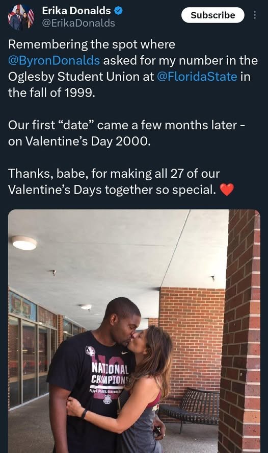 Florida Gubernatorial Front-Runner Byron Donalds' Affair Inadvertently Exposed Interesting find in Erika Donalds' recent...