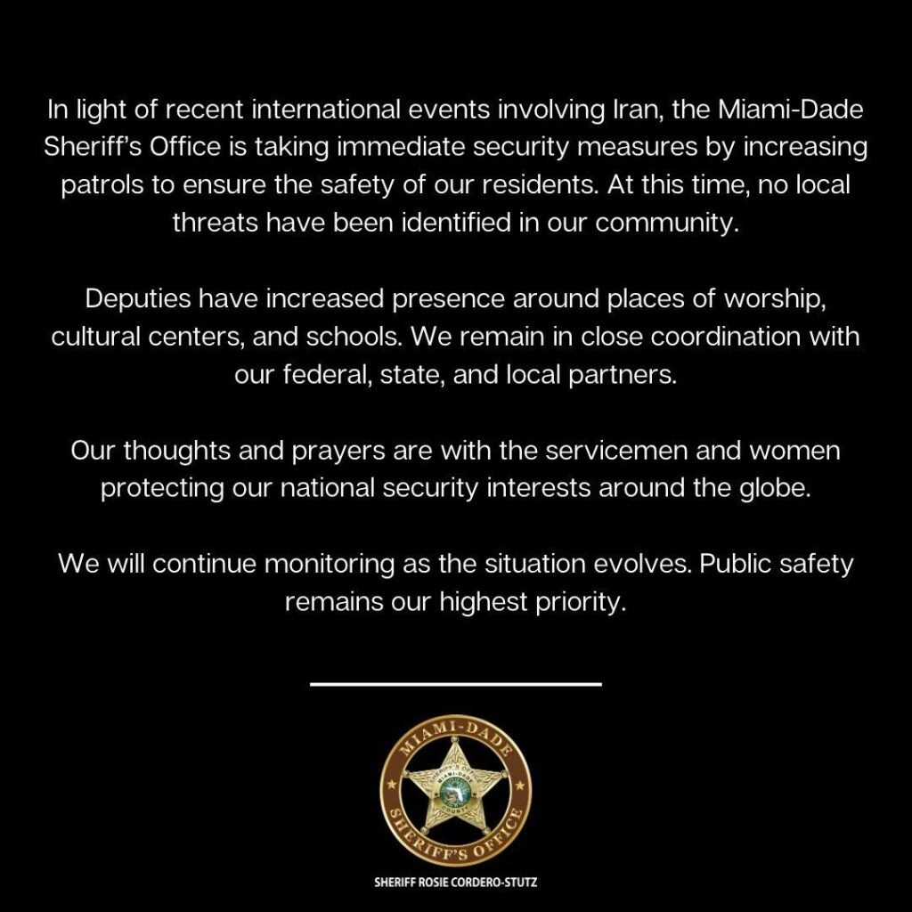 Miami law enforcement are taking extra precautions after the United States and Iran have gone to war.